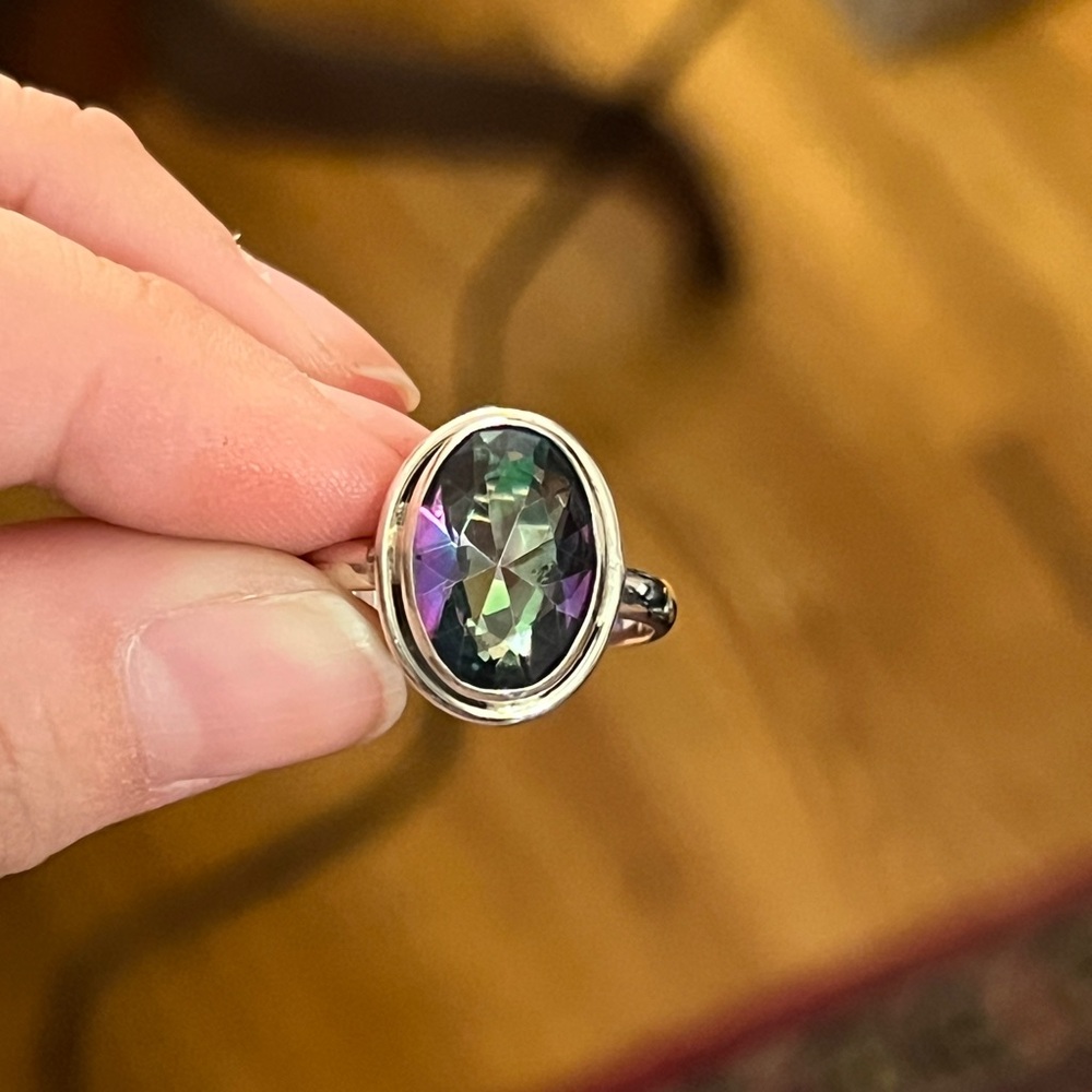 Mystic topaz sterling silver ring size 8.75